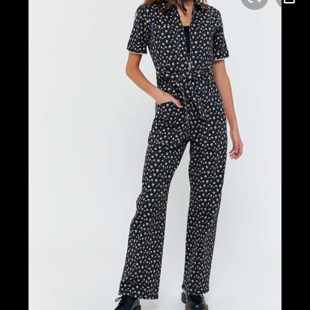 BDG Ditsy Floral Zip Front Jumpsuit Coverall